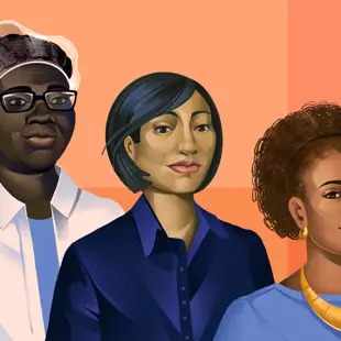3 women Economic Rights Landscape graphic