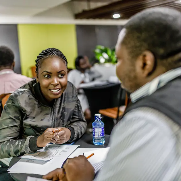 2112 Woman Interviewing Man Aatc Village Capital Nairobi Copyright Bryan Jaybee Brian Otieno