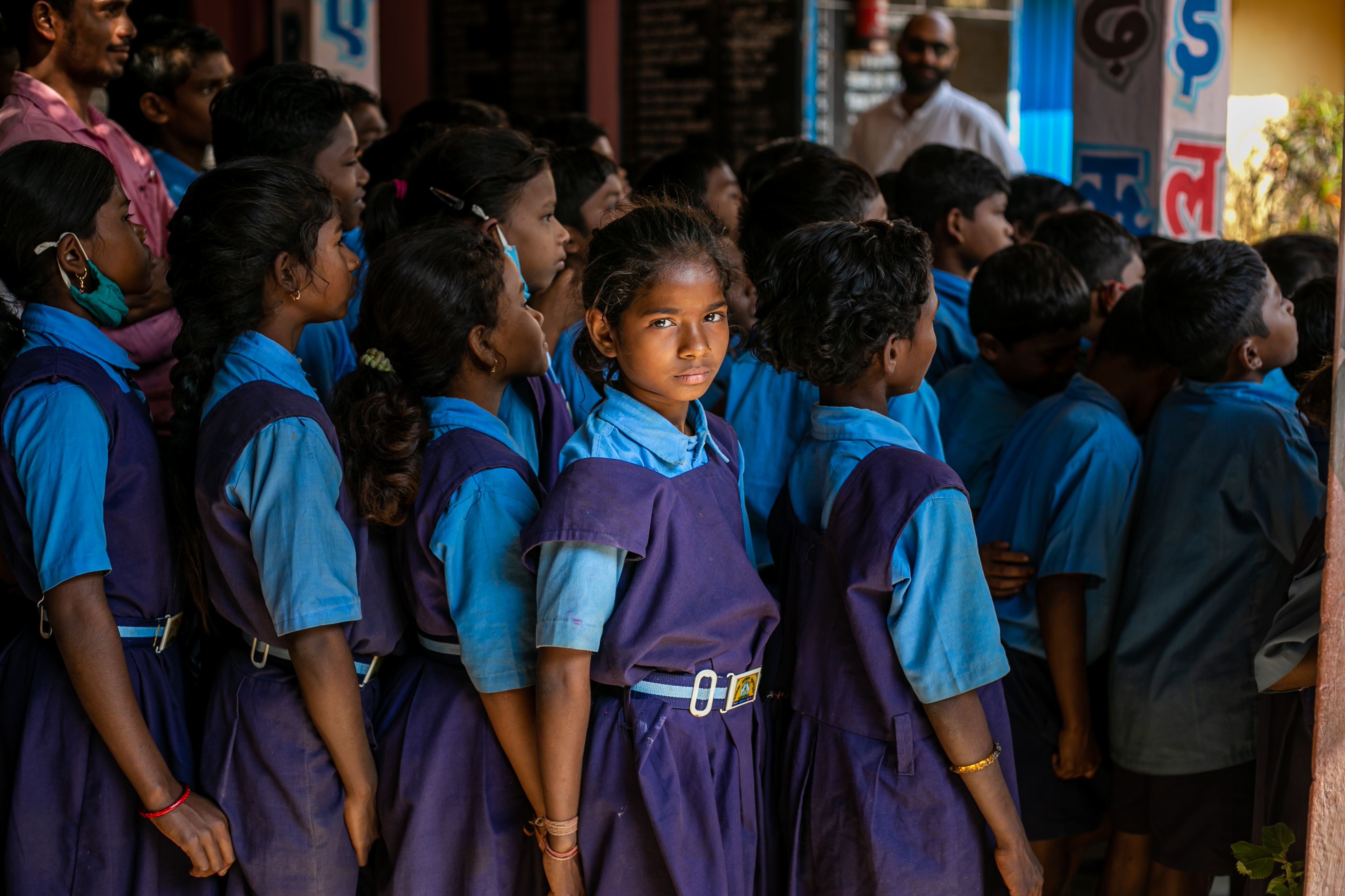 Girl in uniform with classmates IMG 8148