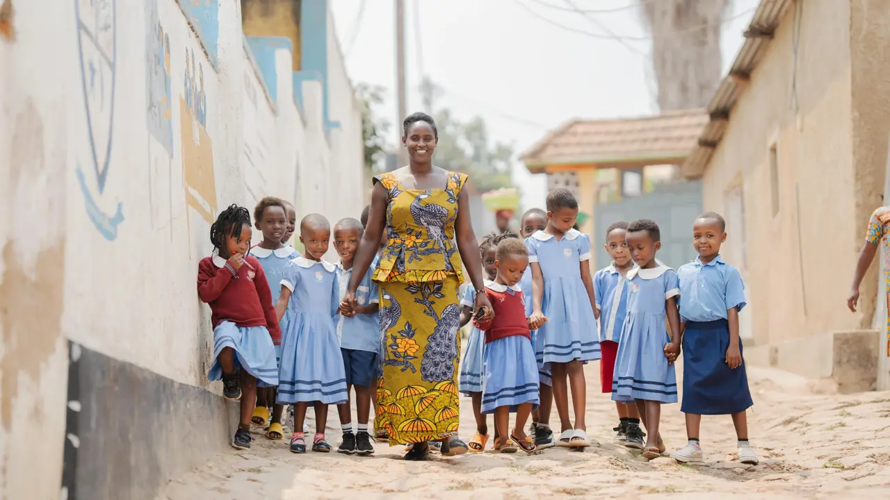 Teacher and students New Light Junior Nursery 2023