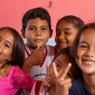 4 young happy children