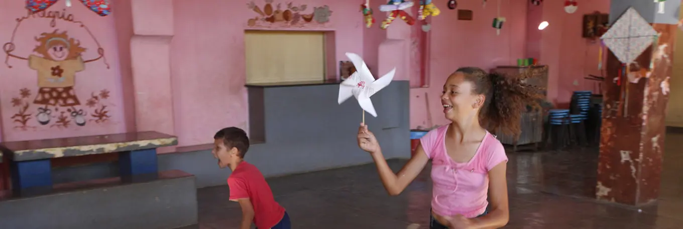 Children running and playing